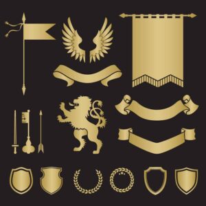 16 مجموعه وکتور سپر بال طومار شیر - وکتور المانهای قرون وسطی