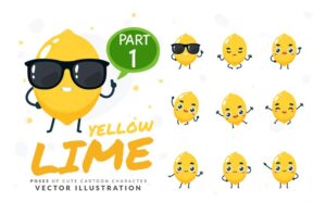 9 وکتور لیمو کارتونی آواتار لیمو - وکتور شخصیت کارتونی لیمو در حالتهای مختلف