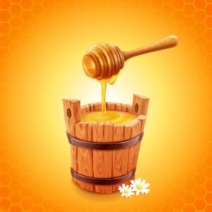 وکتور سطل عسل با قاشق چوبی عسلی - وکتور ظرف عسل