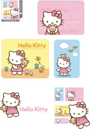 9 وکتور Kitty کیتی وکتور Hello Kitty با عروسک خرسی تدی بر