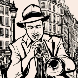 وکتور نوازنده ترومپت در خیابان - وکتور موسیقی جاز جز