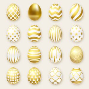 16 وکتور تخم مرغ طلایی منقش - وکتور تخم مرغ رنگی طلایی