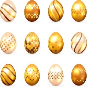 12 وکتور تخم مرغ طلایی منقش - وکتور تخم مرغ رنگی طلایی
