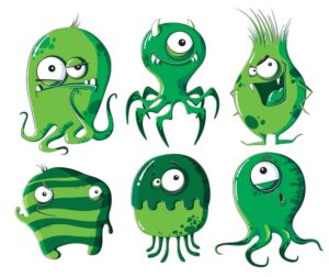 6 وکتور هیولا باکتری و میکروب کارتونی - وکتور موجودات کارتونی بامزه