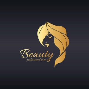 وکتور لوگو زن جوان زیبا لوگو پرتره زن طلایی - وکتور لوگو محصولات آرایشی و بهداشتی لوگو آرایشگاه زنانه و سالن زیبایی