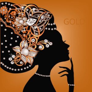 وکتور زن جوان با تاج جواهرات - وکتور تصویر سازی دختر جوان با جواهرات روی سر