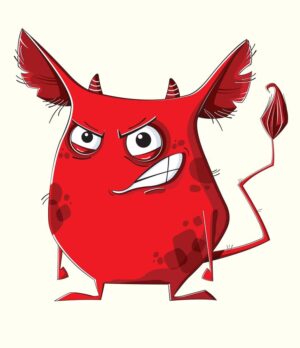 وکتور هیولای کارتونی قرمز عصبانی - وکتور کارتونی هیولای قرمز