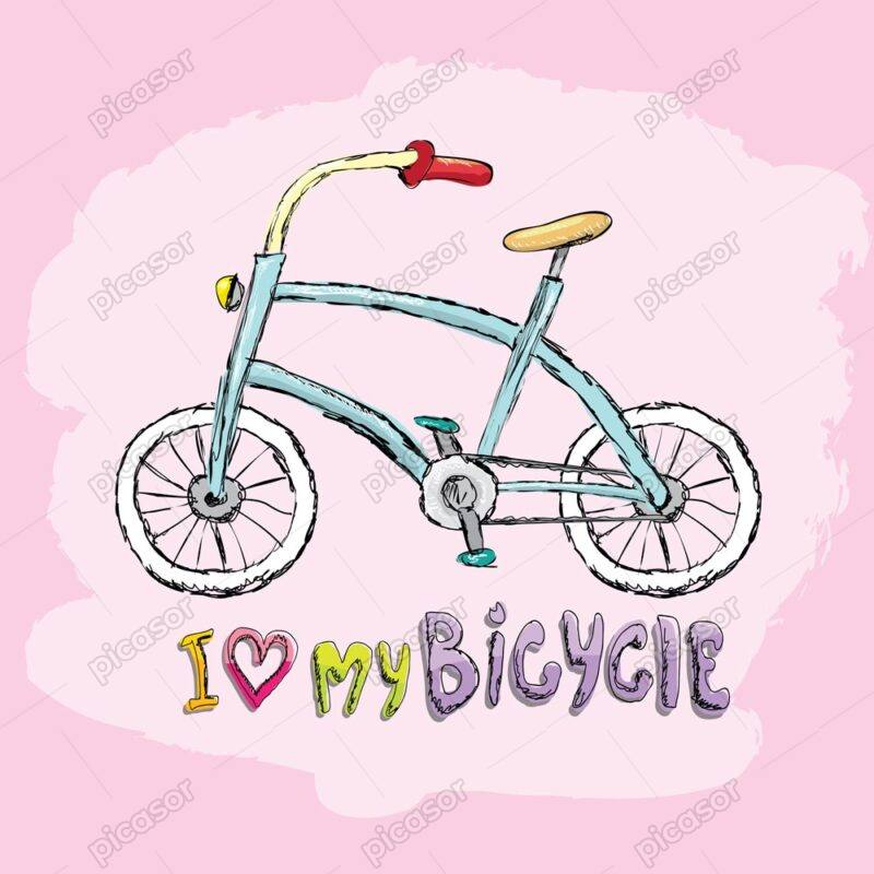 وکتور نقاشی کودکانه از دوچرخه - وکتور دوچرخه نقاشی کودک