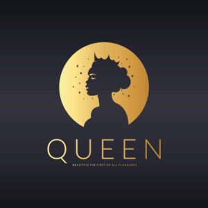 وکتور لوگو ملکه لوگو زن با تاج طلایی - وکتور لوگو سالن زیبایی و آرایشگاه زنانه و محصولات آرایشی و بهداشتی