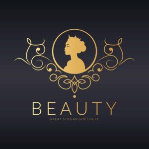 وکتور لوگو زن قاب اسلیمی لوگو ملکه جوان طلایی - وکتور لوگو سالن زیبایی و آرایشگاه زنانه و محصولات آرایشی و بهداشتی