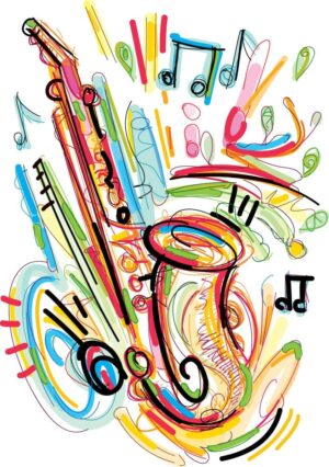 وکتور نقاشی ساکسوفون - وکتور ساکسوفون نقاشی آبستره وکتور سازهای بادی و موسیقی جز