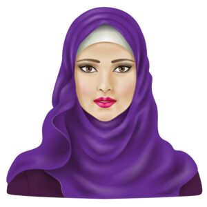 وکتور زن با شال بنفش و حجاب اسلامی - وکتور زن محجبه