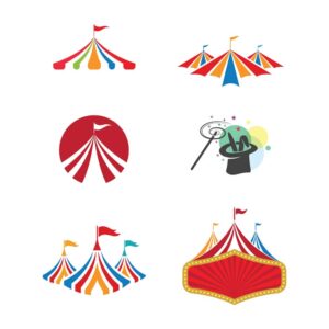 6 وکتور لوگو چادر سیرک و شعبده بازی