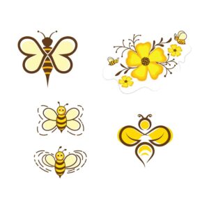 5 وکتور زنبور عسل و گل لوگو زنبور عسل کارتونی
