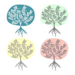 وکتور نقاشی درخت در 4 ترکیب رنگی