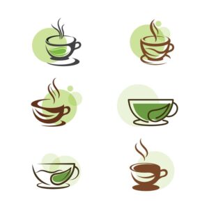 6 وکتور فنجان چای سبز لوگو فنجان چای - وکتور لوگو چای سبز