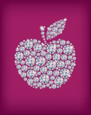 وکتور سیب با الماس و جواهرات - وکتور الماس طرح سیب