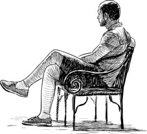وکتور نقاشی مرد جوان نشسته روی صندلی طرح اسکچ