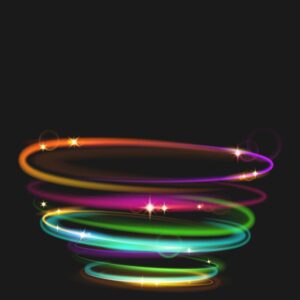 وکتور حلقه های نور رنگارنگ درخشان