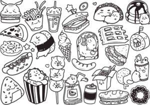 27 وکتور نقاشی غذاهای فست فود کارتونی