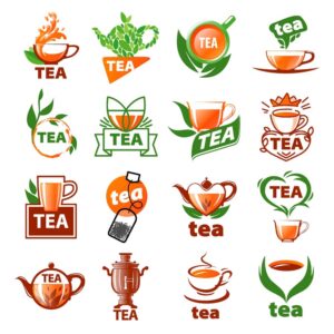 16 وکتور لوگو فنجان چای قوری چای تی بگ
