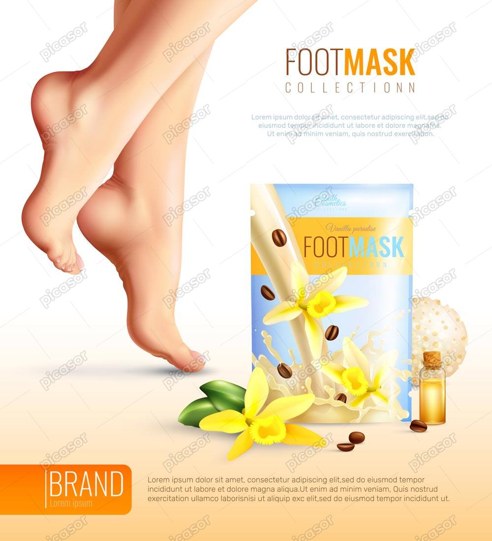 وکتور ماسک پا و محصولات آرایشی بهداشتی زنانه – وکتور مراقبت از پوست پا