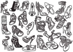 25 وکتور نقاشی انوع کفش زنانه - وکتور کفشهای زنانه طرح خطی
