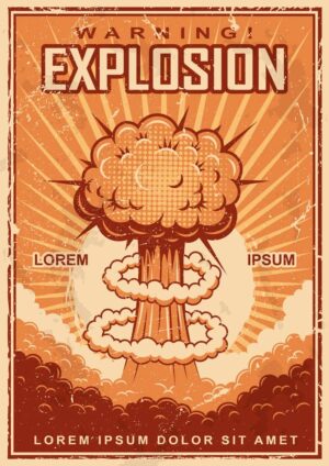وکتور پوستر جنگ اتمی - وکتور پوستر انفجار هسته ای و انفجار اتمی