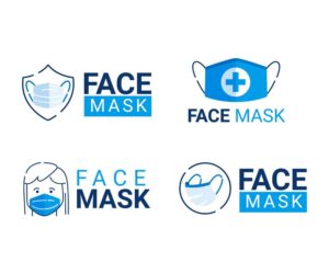4 وکتور لوگو زن با ماسک پزشکی و بهداشتی