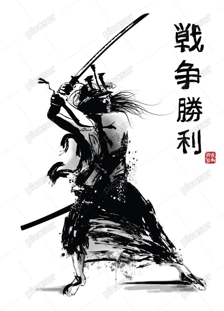 وکتور شمشیرزن سامورایی – وکتور نقاشی جنگجوی سامورایی