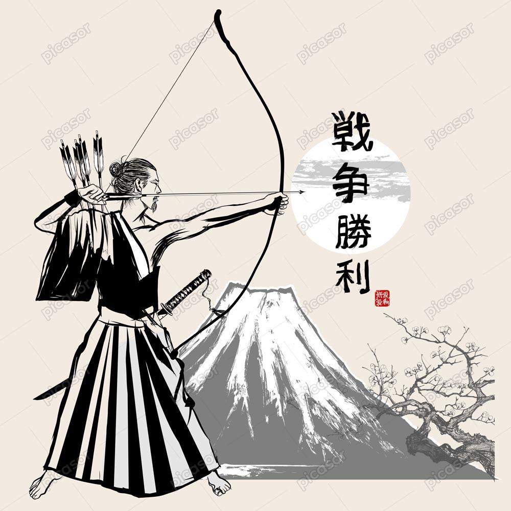 وکتور سامورایی کماندار جنگجو – وکتور نقاشی جنگجوی سامورایی
