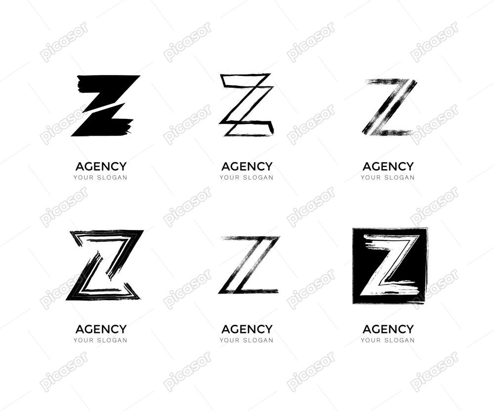 6 وکتور لوگو براش استروک حرف Z