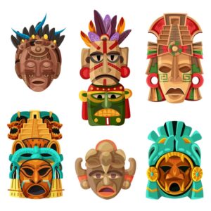 6 وکتور ماسک چوبی نماد قبایل آفریقا - وکتور مجسمه چوبی آفریقایی