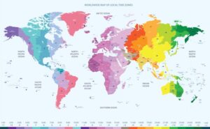 وکتور نقشه جهان با اختلاف زمانی کشورها