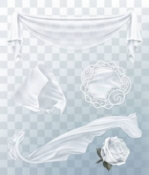 5 وکتور پارچه و پرده ابریشمی و دستمال و قلاب بافی سفید