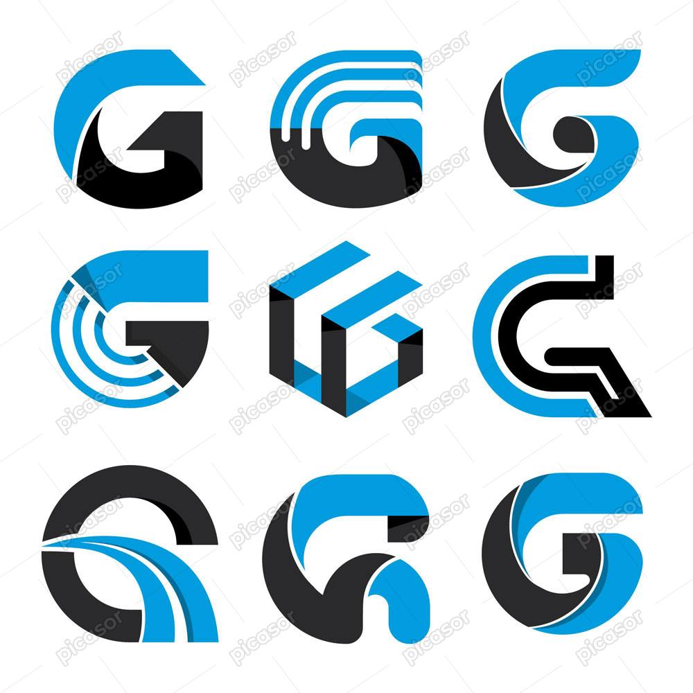 9 وکتور لوگو حرف G رنگی