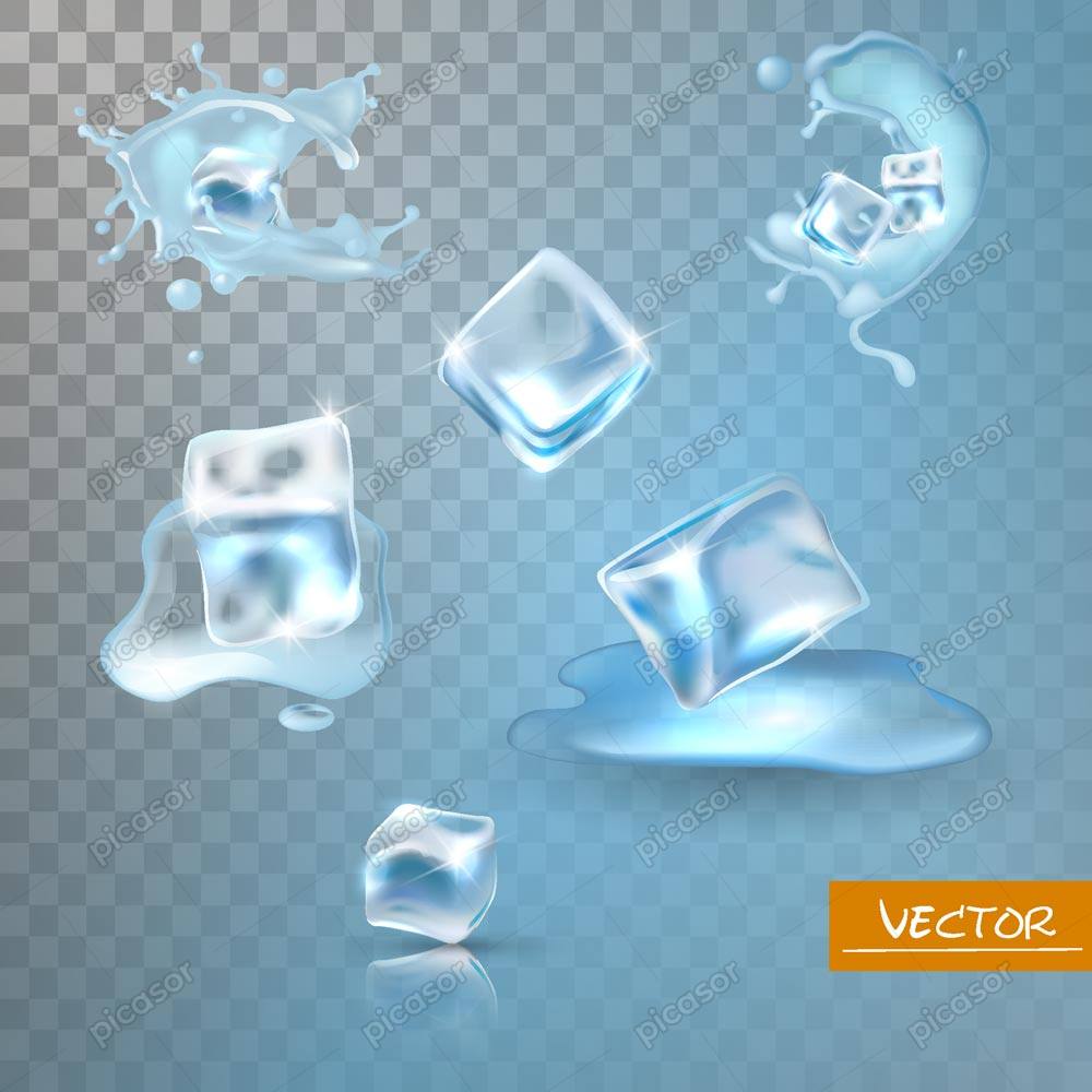 6 وکتور قالب یخ با پاشش آب طراحی واقعی