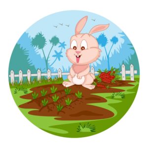 وکتور خرگوش در مزرعه هویج در جنگل
