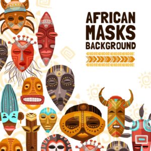 وکتور پس زمینه ماسکهای آفریقایی - وکتور مجسمه چوبی آفریقایی