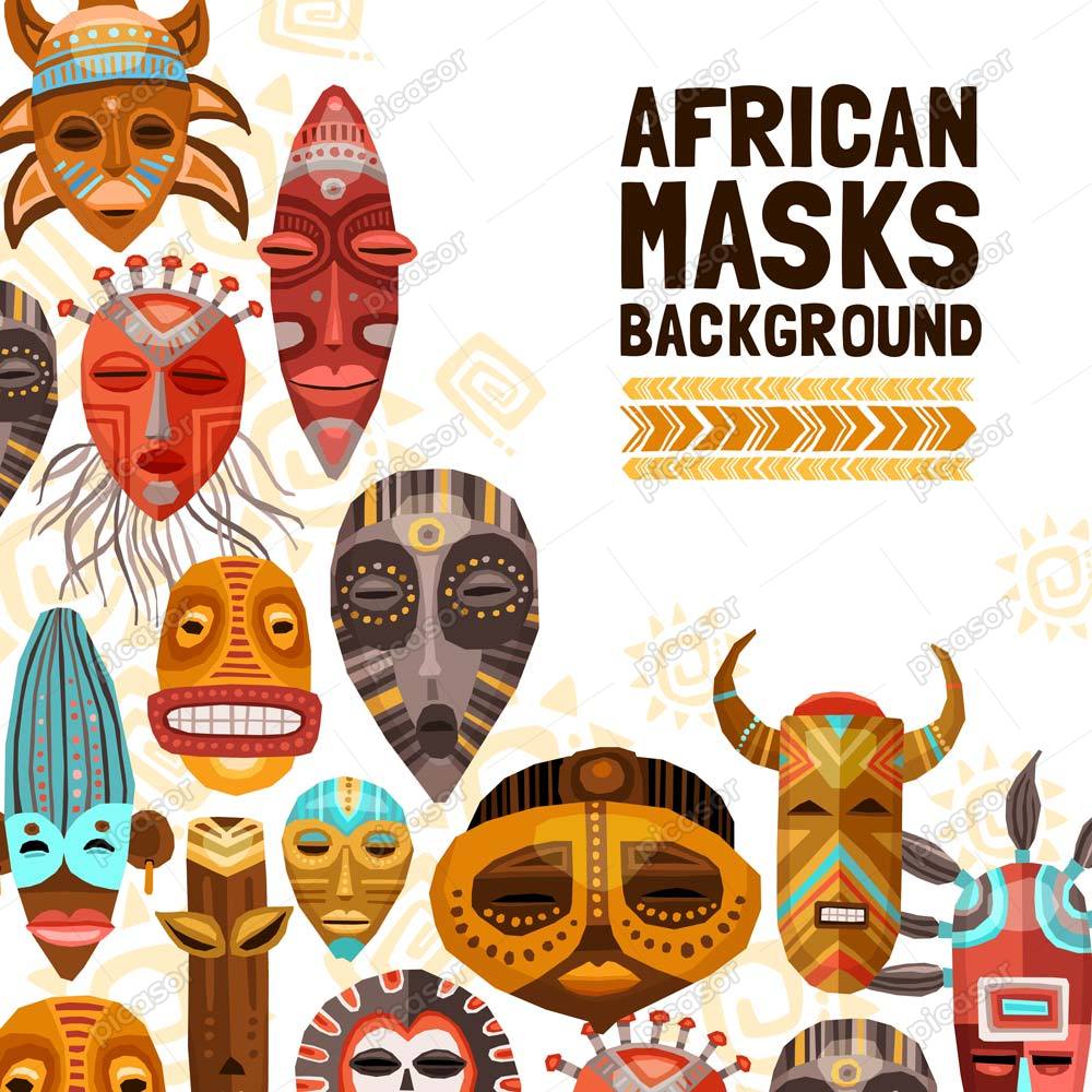 وکتور پس زمینه ماسکهای آفریقایی – وکتور مجسمه چوبی آفریقایی