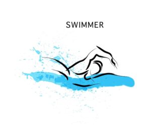 وکتور شناگر مرد طرح خطی - وکتور ورزش شنا