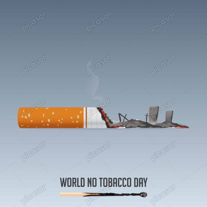 وکتور کشیدن سیگار و مرگ - وکتور روز جهانی بدون دخانیات