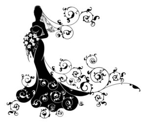 وکتور عروس با دسته گل و لباس تزئینی