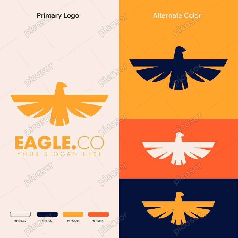 وکتور لوگو عقاب لوکس مینیمال در 4 ترکیب رنگی