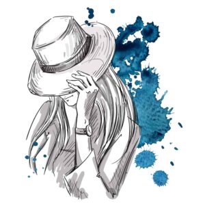 وکتور نقاشی دختر جوان با کلاه