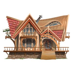 وکتور خانه چوبی قدیمی کارتونی