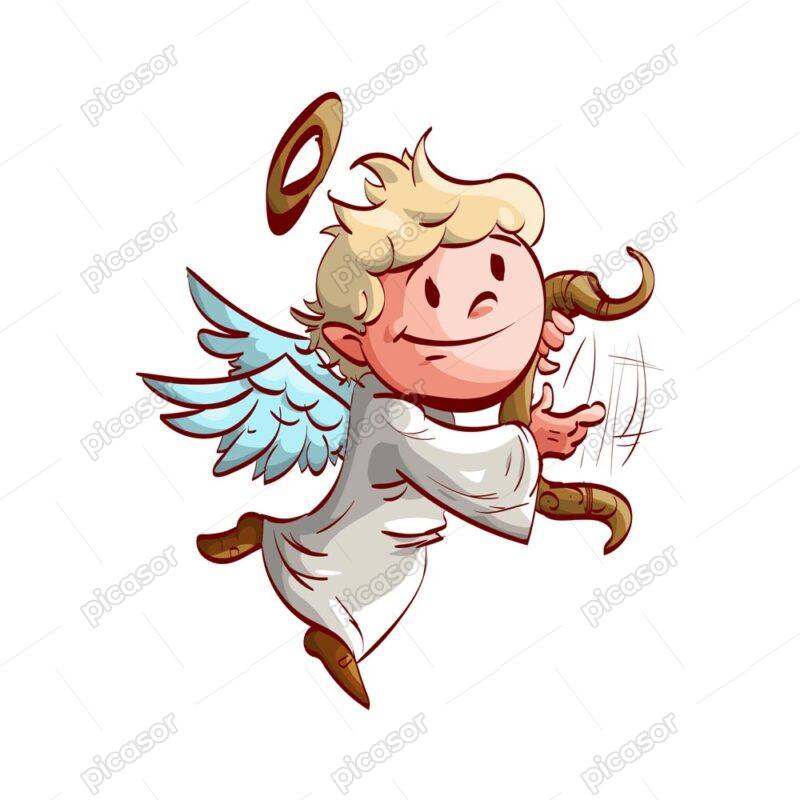 وکتور فرشته چنگ نواز کارتونی