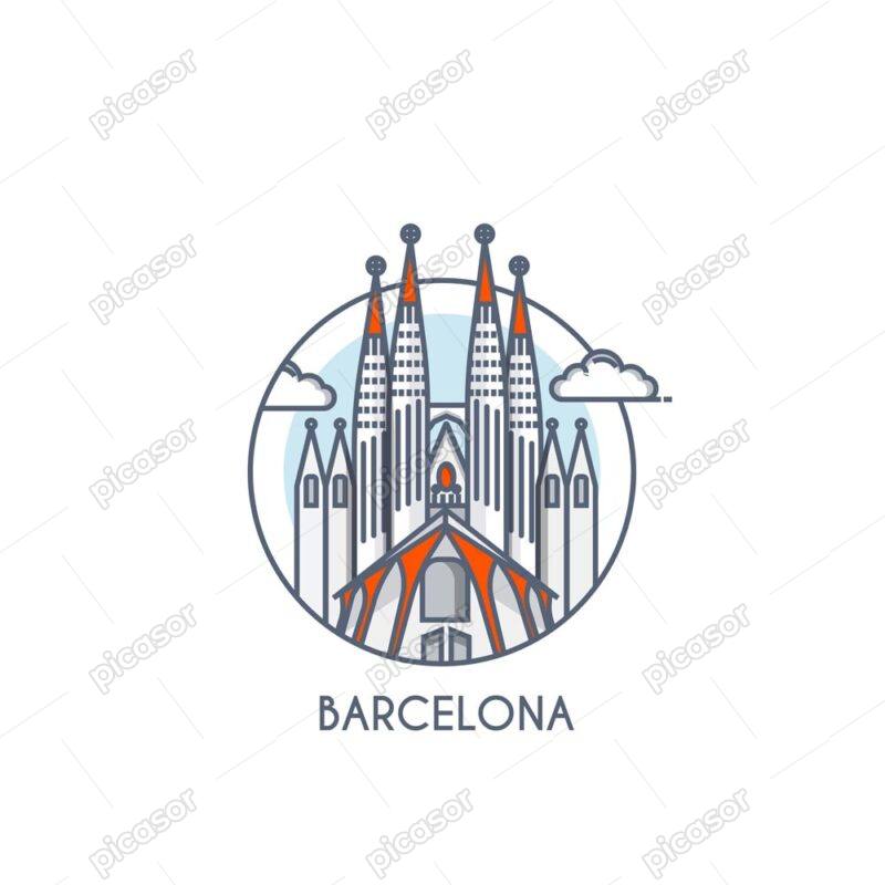 وکتور نماد شهر بارسلونا اسپانیا