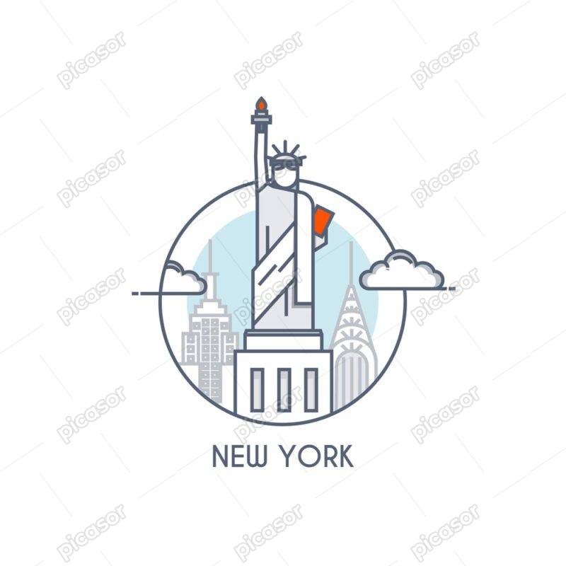 وکتور مجسمه آزادی نماد شهر نیویورک آمریکا طرح فلت