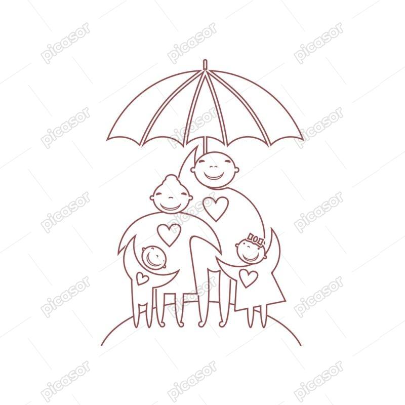 وکتور خانواده زیر چتر کانسپت بیمه